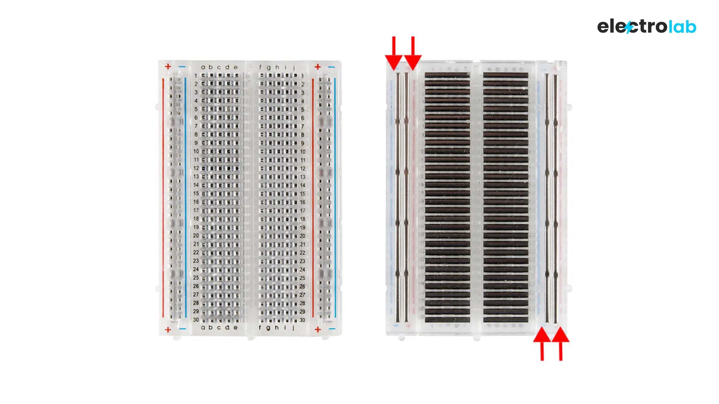 Internal structure of breadboard.